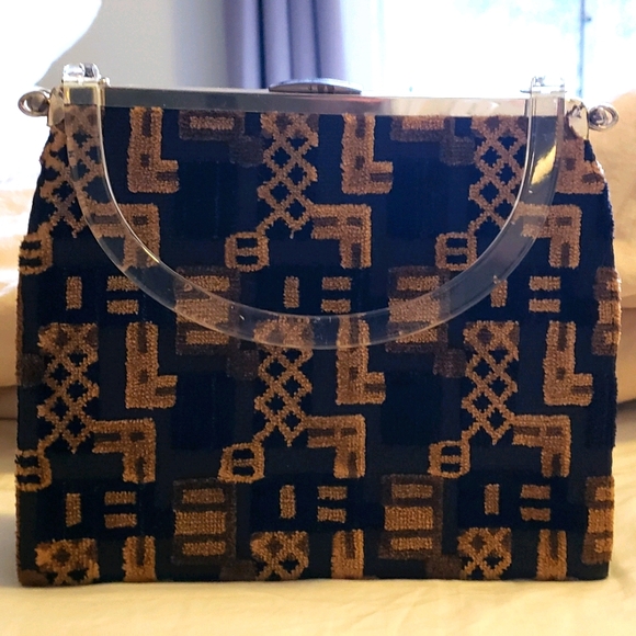 Vintage Lucite and Felt Day and Evening Purse - Picture 1 of 5